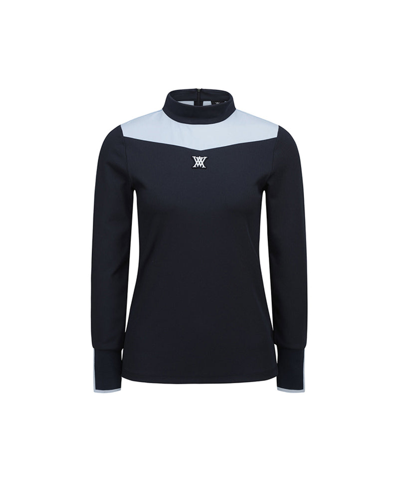 Women's Shoulder Block Long T-Shirt - Navy