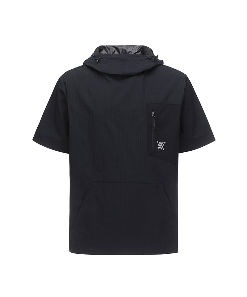 [Legacy Sale] Men Lip Hoodie Short T-Shirt - Black