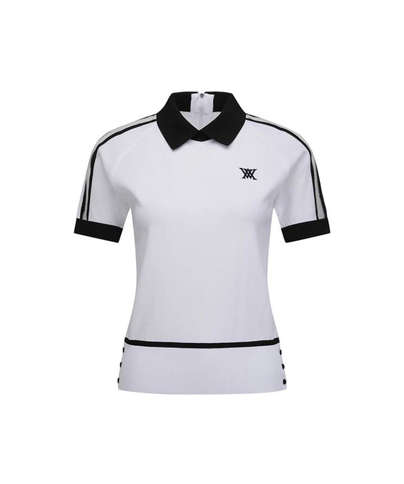 ANEW Golf Women's SM Mesh Patch Short Sleeve Sweater - White
