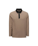 Men's Neck Point Long T-Shirt - Beige