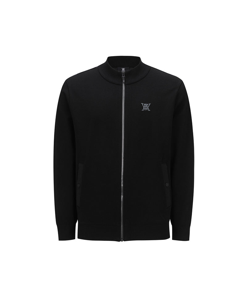Men's Black Check Board Cardigan - Black