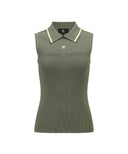 Women's Sleeveless Collard Sweater - Khaki