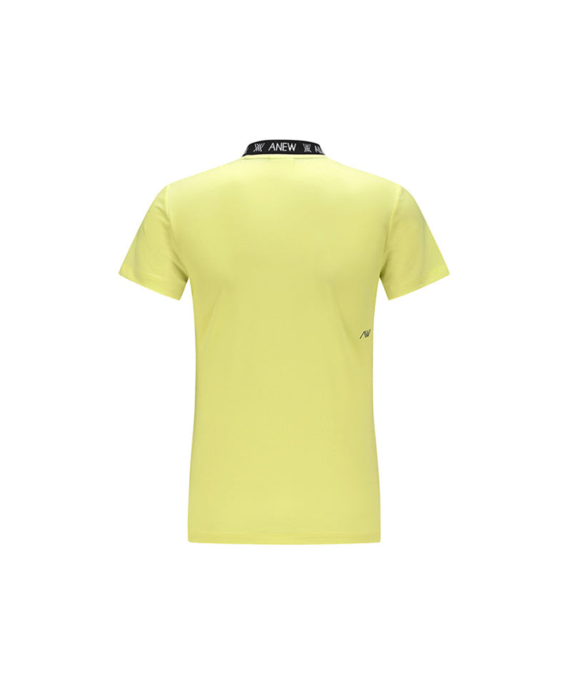Women's Neck Jacquard Logo Short T-Shirt - Yellow