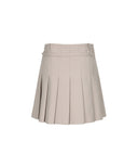 Women's Buckle Point Pleats Skirt - Light Beige