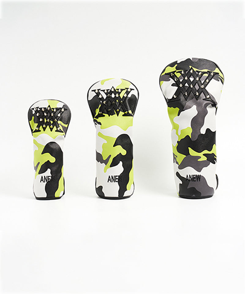 ■ANEW GOLF■ W Camo DTP AH Stud SLOPSBK ANEW Golf: New Logo Camo Stud Headcover Utility - Lime