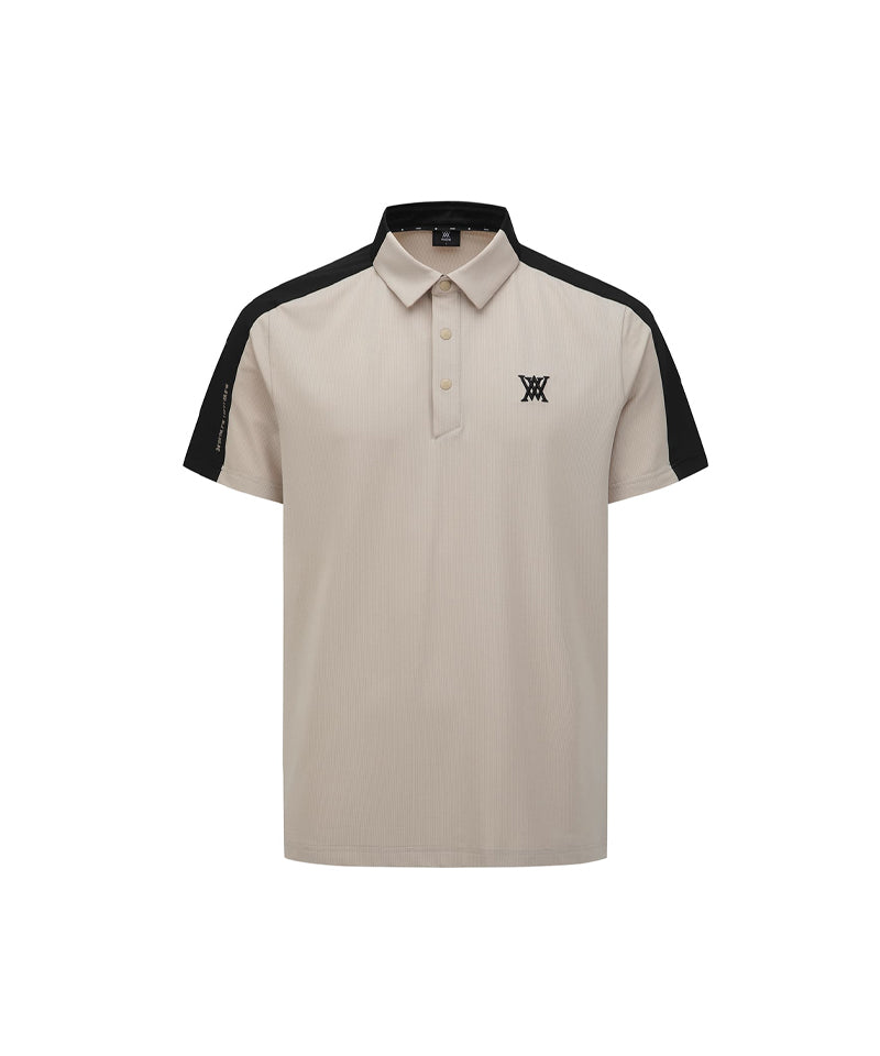 ANEW GOLF Men's SM Block Point Short T-Shirt - Light Beige