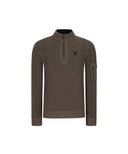 Men's Two Tone Half Zip-Up Pullover - Khaki
