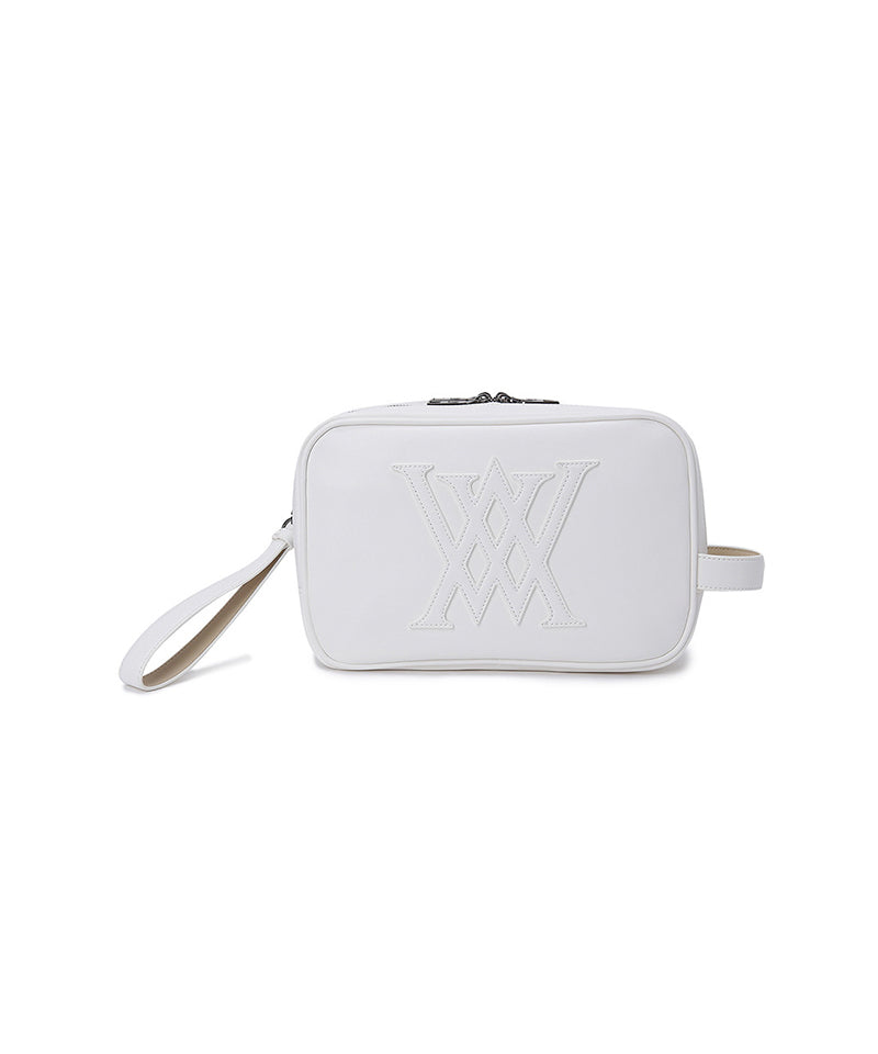 Leather Patch Logo Pouch_WH