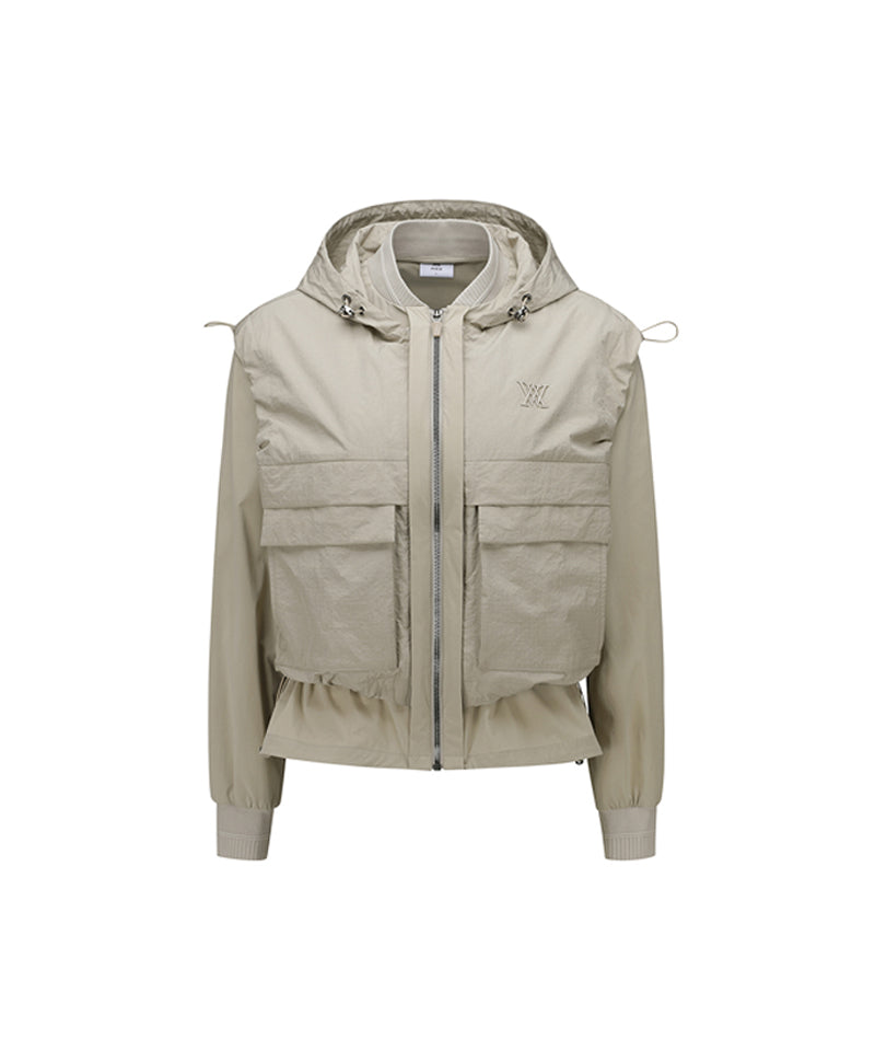 Women's Detachable MA-1 Jacket - Light Beige