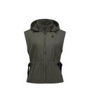 Women's Waist Shirring Hoody Vest - Khaki