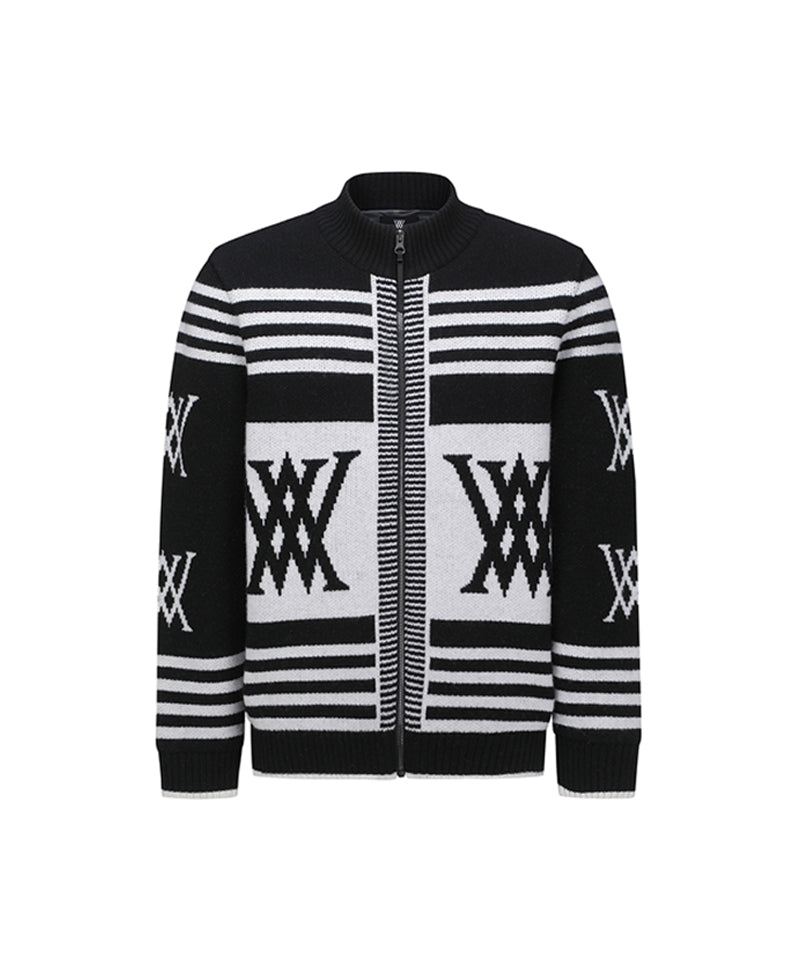 Men Logo Point Wind Block Cardigan - Black