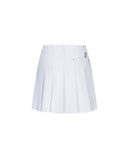 [Legacy Sale]  Women's Buckle Decoration Pleats Skirt - White