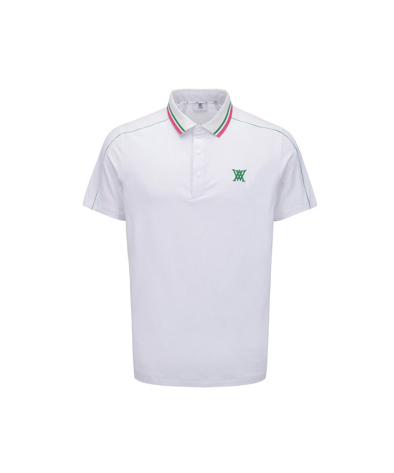 ANEW GOLF Men's SM Knit Collar Short T-Shirt - White