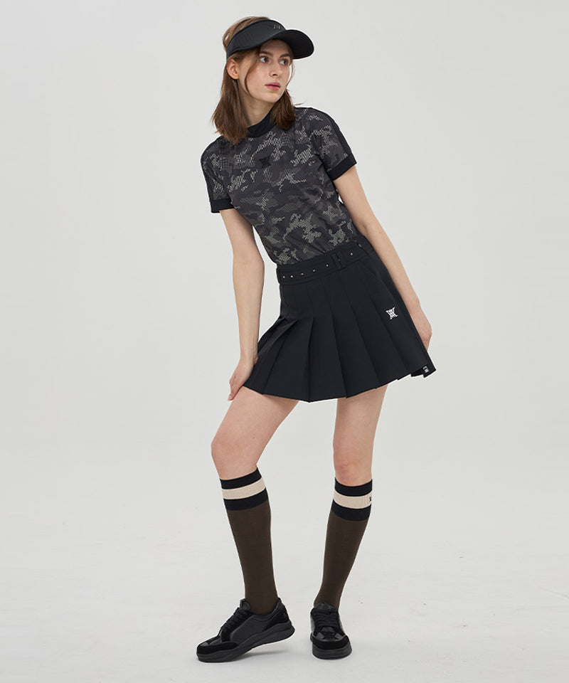 Women New Camouflage Short T-Shirt - Black