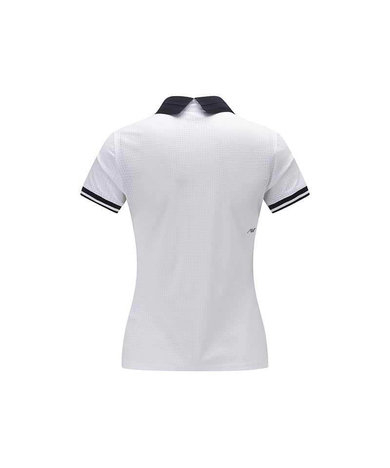 Women's All Ventilation Collar Short T-Shirt - White