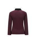 Women's Collar Color Blocked Long T-shirt - Wine
