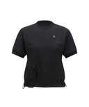 Women's Woven Block Mock Neck T-Shirt - Black