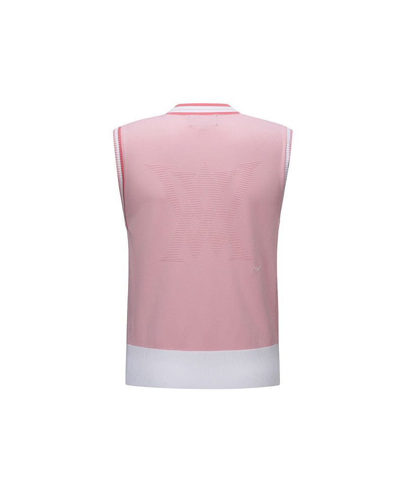 Women's V-Neck Sweater Vest - Light Pink