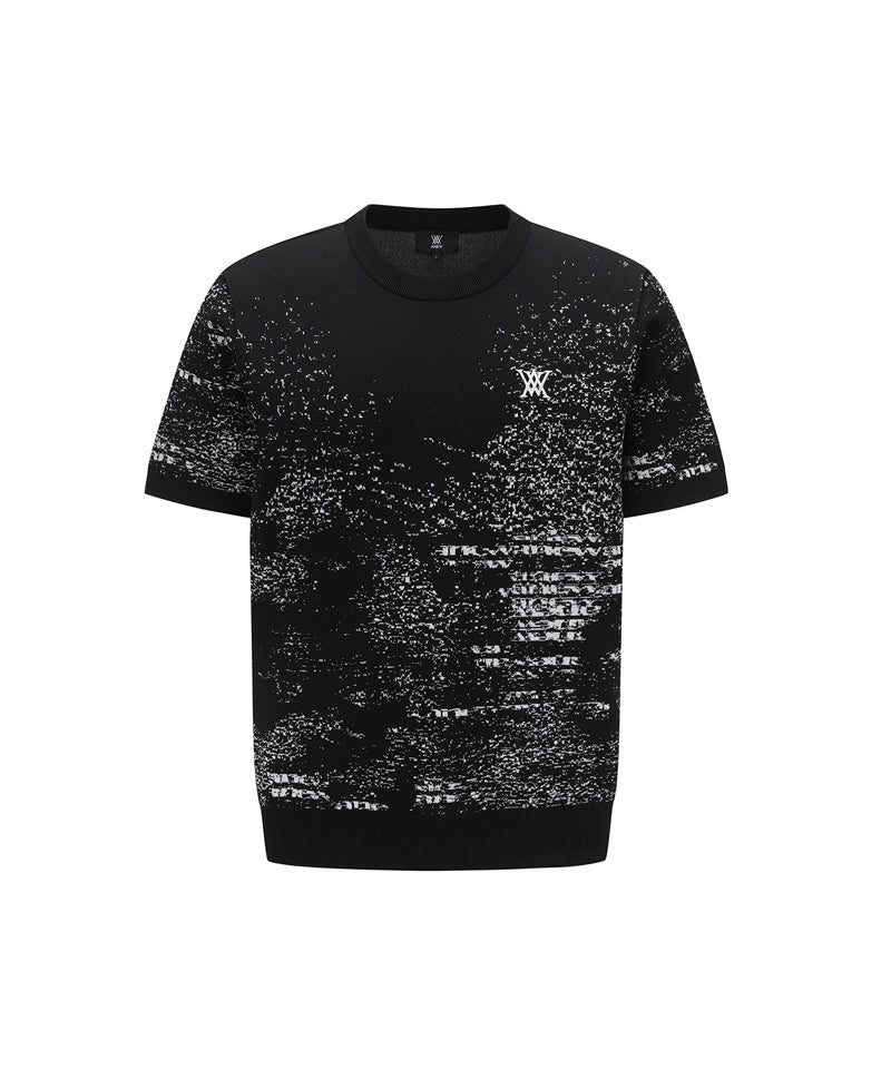 ANEW GOLF Men's SM Pattern Short Round Sleeve Sweater - Black