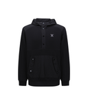 Men's Fleece Hoodie Long T-Shirt - Black