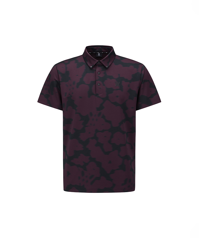 Men's FA Flower Pattern Short T-Shirt - Burgundy