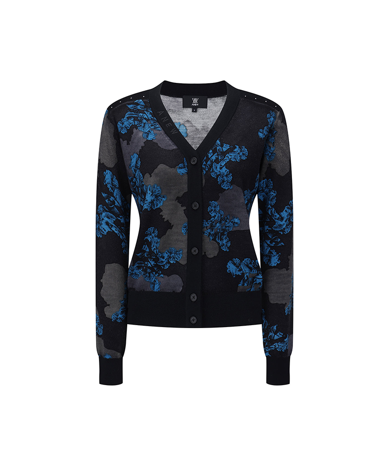 Women's FA Flower Pattern Knit Cardign - Black