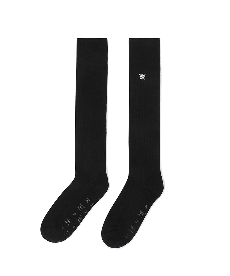 Women's Logo Point Knee Socks - Black