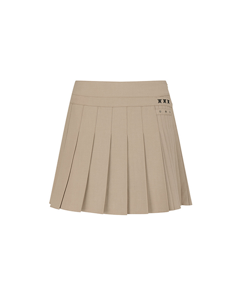 Women's Pleated Golf Skirt, Beige | Twisted Wrap — ANEW – Anew