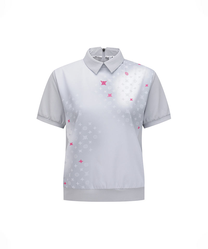 ANEW Golf Women's SM Gradation Pattern Short T-Shirt - Light Grey