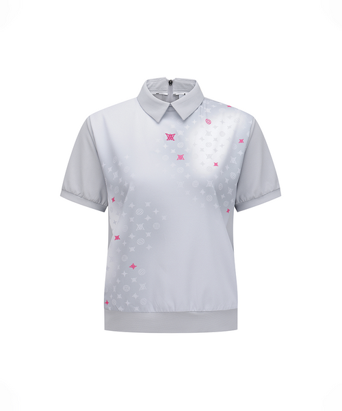 ANEW COLLARED SHORT T-SHIRT Lサイズ ANEW Golf Women's SM Gradation Pattern Short T-Shirt - Light