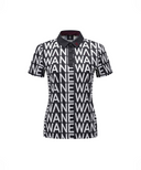 Women's SM Logo Pattern Short T-Shirt - Black