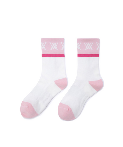 Women's Blocks Medium Neck Socks - Pink