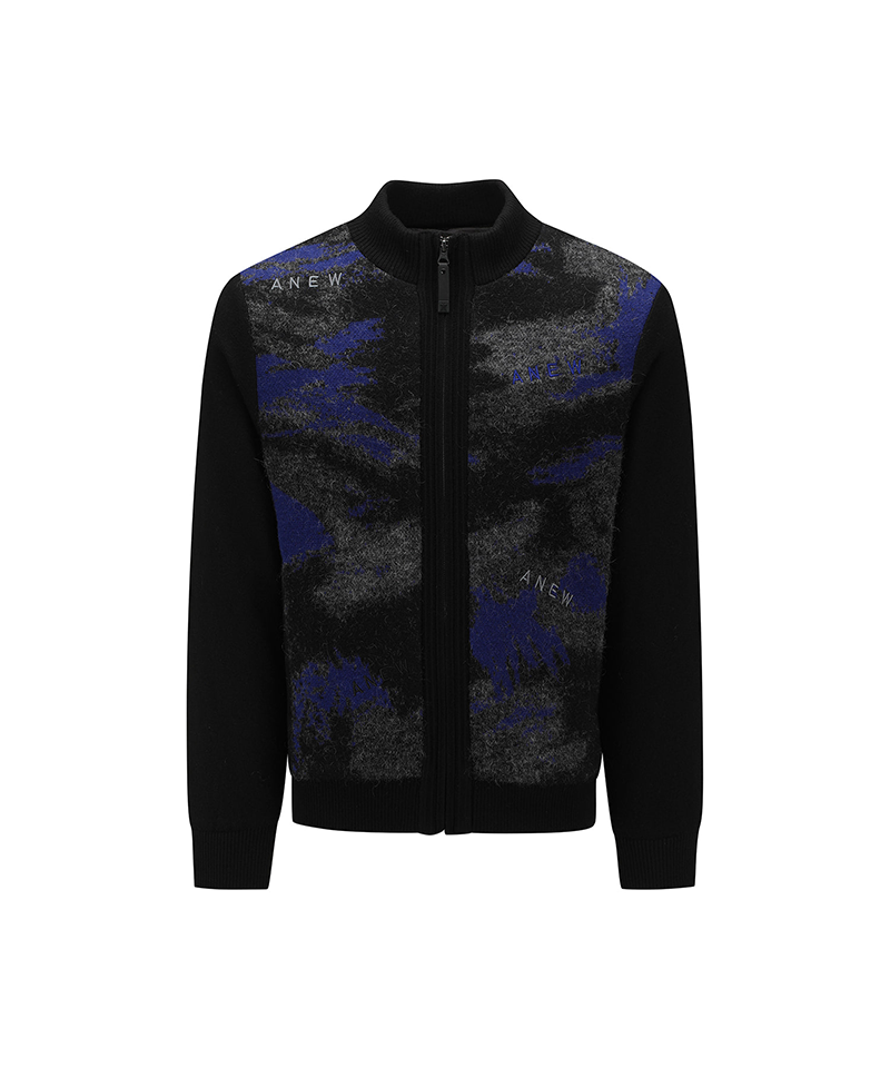 Men's WI Brushstroke Windproof Knit Cardigan - Blue