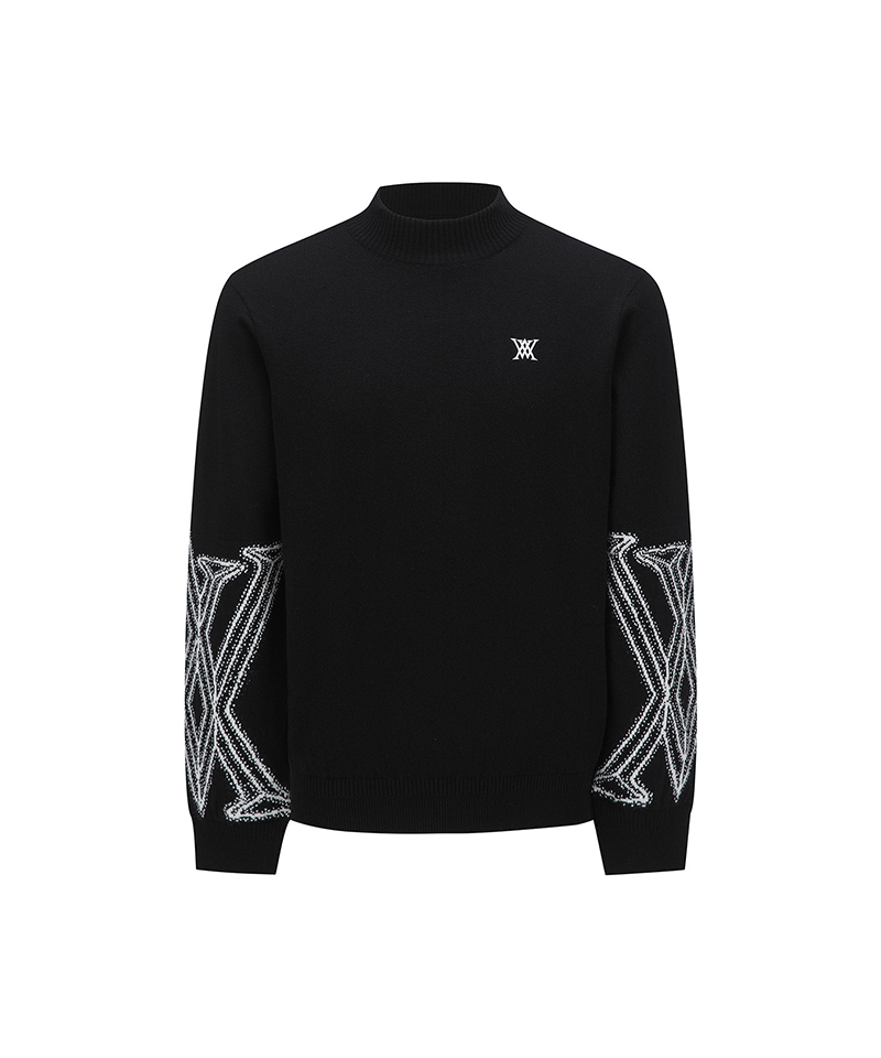 Men's WI Fuzzy Logo Point Sweater - Black