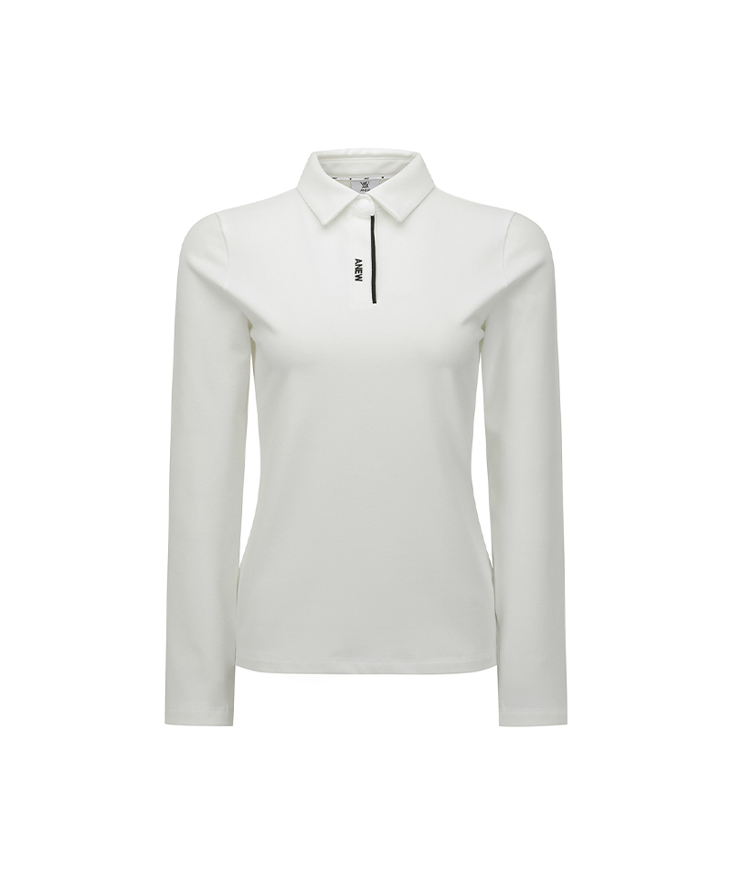 僅か☆ANEW GOLF☆アニュー韓国　CHECK BOARD PULLOVER Women's Wide Collar Half Zip-Up Pullover - Light Beige