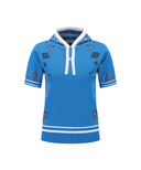 Women's Paisley Hooded Short Sleeve Sweater - Blue