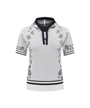 Women's Paisley Hooded Short Sleeve Sweater - White