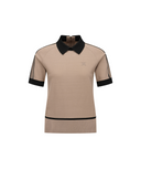 [Signature] Women's Mesh Patch Short Sleeve Sweater - Beige