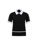 [Signature] Women's Mesh Patch Short Sleeve Sweater - Black