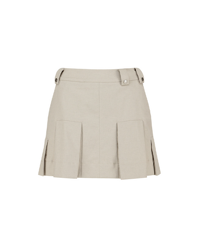 Women's Pleated Skirt - Beige