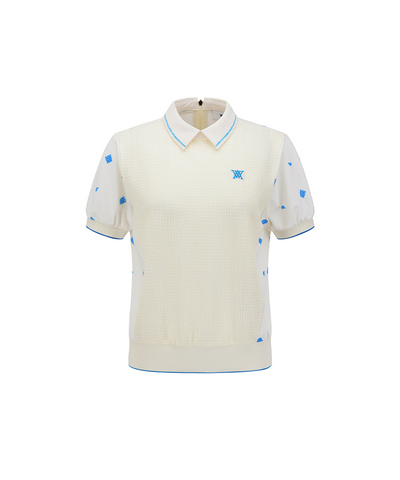Women's Seasonal Pattern Half Zip T-Shirt - Ivory