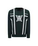 Men's Line Blocked Round Sweater - Dark Green