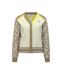 Women's Pattern Blocked Knit Cardigan - Dark Beige