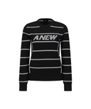 Women's Stripe Round Sweater - Black
