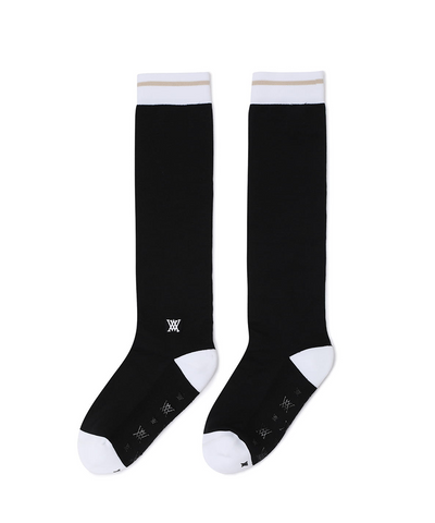Women's Color Stripe Knee Socks - Black