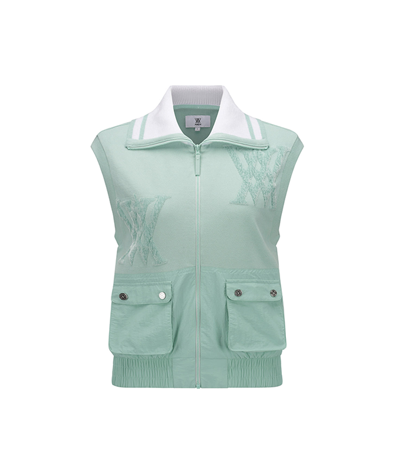 Women's FA Logo Point Knit Vest - Mint