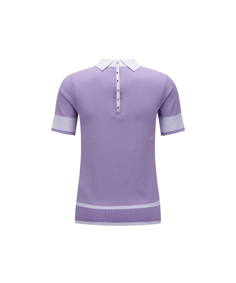 Women's Back Zipper Point Short Sweater - Lavender