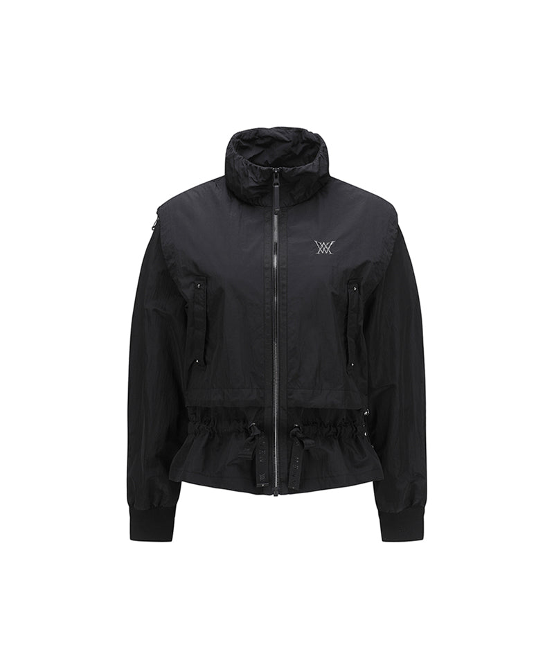 Women's Shirring Point MA-1 Jacket - Black