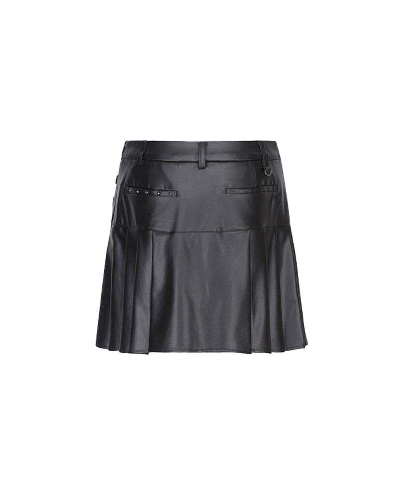 Women's Leather Half Pleats SQ - Black