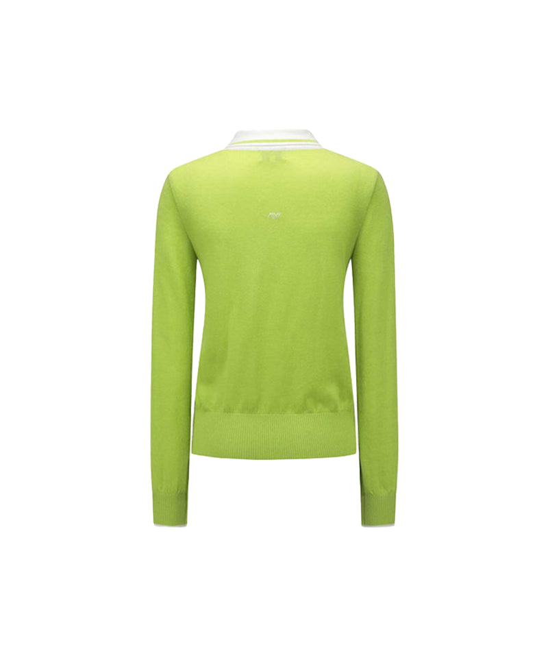 Women's Collared PSweater - Light Green